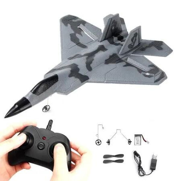 RC Plane F22 Raptor Model Toy Airplane Glider, 2 Channels 2.4 GHz Remote Control Airplane Easy to Fly RC Jet for Boys Girls Age 8 Up