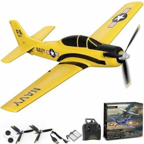 RC Plane for Beginners,4CH WWII RC Airplane Remote Control Plane RTF with 2 Batteries and Xpilot Stabilization Stystem,One-Key Aerobatic (Yellow)