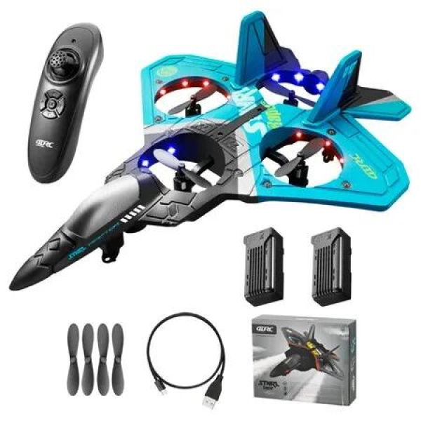 RC Plane Jet Fighter Stunt 2 4GHz Remote Control 360 Spin Drop Resistant Light 2 Batteries Kids Boys Gift