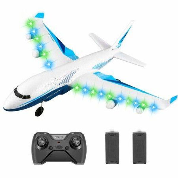 RC Plane,G2 Remote Control Jet Airplane,Ready to Fly Airplane with One Key Aerobatic,LED Light,4-Axis Fighter Jet,2.4Ghz Plane,2 Battery