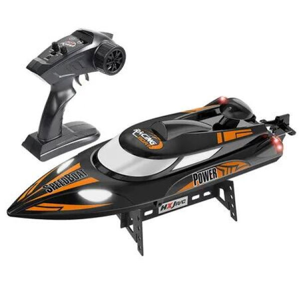 RC Racing Boat Toy, High Speed Electronic Remote Control Boat for Kids,35KM/H with Night Light (Black)