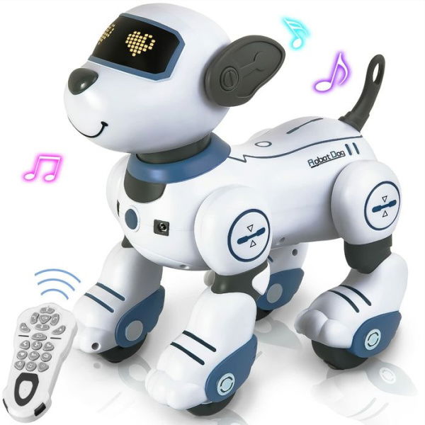 RC Robot Electronic Dog Pets Programmable Interactive Smart Dancing Walking Voice Control Gifts For Kids Age 3+ (Blue).