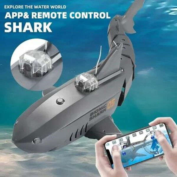 RC Shark with Camera for Kids, Remote Control Pool Toys, RC Submarine with Camera, Pool Toys, RC Camera Boat Toys, Simulated Shark Toy