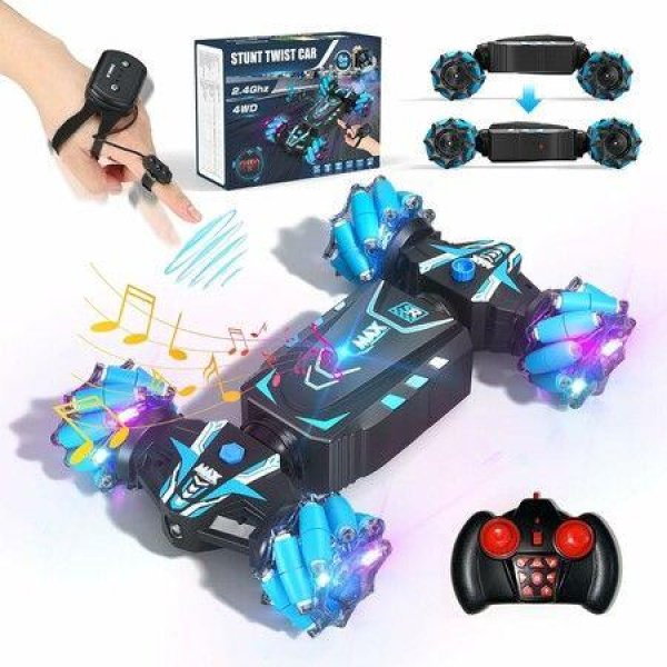 RC Stunt Car with Spray, Lights and Music for Kids Ages 6-13, 4WD 2.4GHz Off-Road Vehicle 360Â° Rotation Double-Sided Crawler Toy, Gifts for Boys and Girls