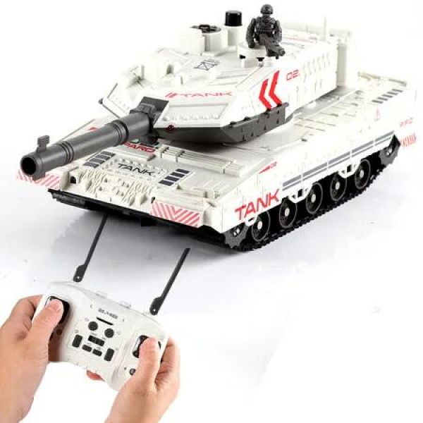 RC Tank Toy Remote Control Alloy Smoke Effect Lights Realistic Sounds 1:24 M1A2 Battle Toy Fun Playtime Action Boys Kids Gift