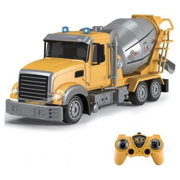 RC Truck Cement Mixer Remote Control Construction Toys 6 Channel Lights Rechargeable Play Vehicle Building Fun Kids Gifts