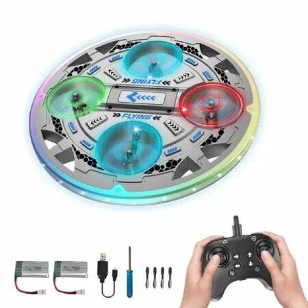 RC UFO Plane for Kids and Beginners,2.4GHz Drone Remote Control UFO Airplane with 360 Degree Flip,Auto Hovering and 2 Batteries Age3+ (Blue)