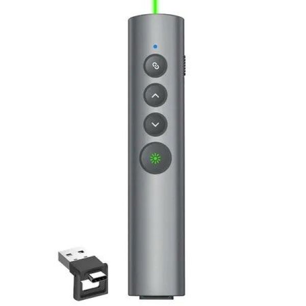 Rechargeable Green Laser Pointer Presenter - Wireless Remote for PowerPoint, Mac, Computers, and Google Slides