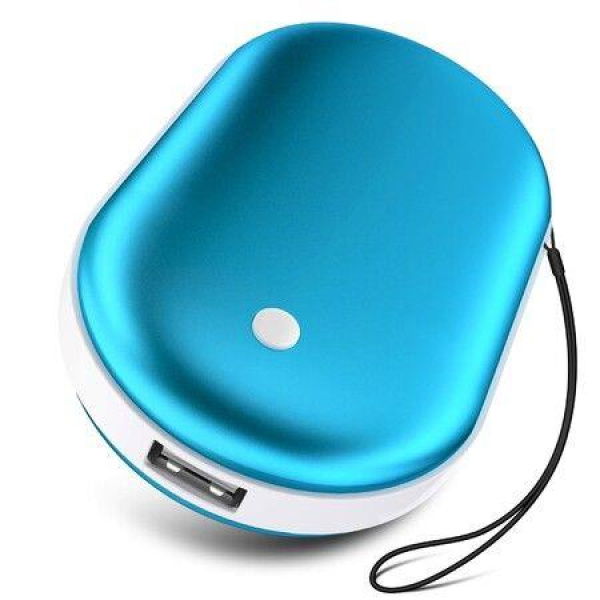 Rechargeable Hand Warmer 5200mAh Electric Power Bank Pocket Warmer for Sports Camping Winter Blue