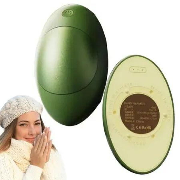 Rechargeable Hand Warmers 2500mAh Battery Pocket Warmer Double-Sided Fast Heating Portable Reusable for Outdoor Indoor Shape Avocado