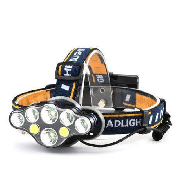 Rechargeable Headlamp8 LED 18000 High Lumen Bright Head LampLightweight USB Head Light8 Mode Waterproof Head Flashlight For Running Hunting Camping GearYellow