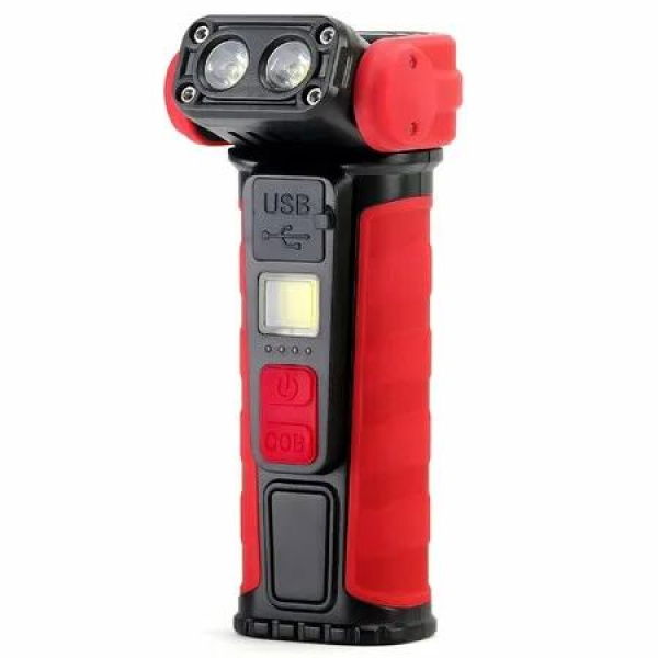 Rechargeable LED Flashlight,2 Light Sources and 6 Modes,180 Degree Rotation with Magnetic Base,Clip and Powerbank Function,Waterproof for Car,Home,Camping