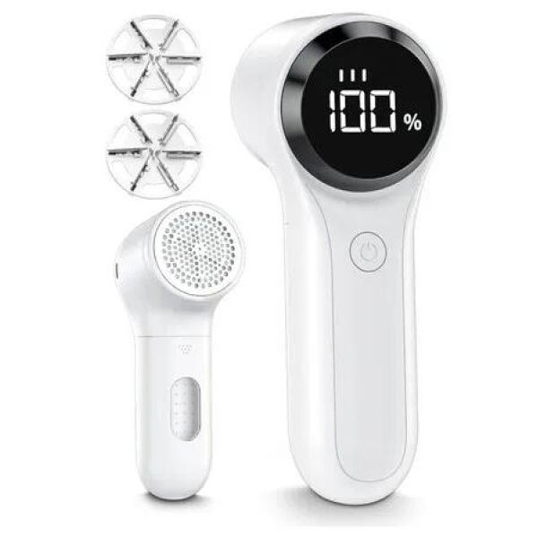 Rechargeable Lint Remover,Bobble Remover for Clothes,3 Speeds Adjustable Fabric Shaver,LED Display Bobble Remover,Lint Shaver for Various Fabrics,White