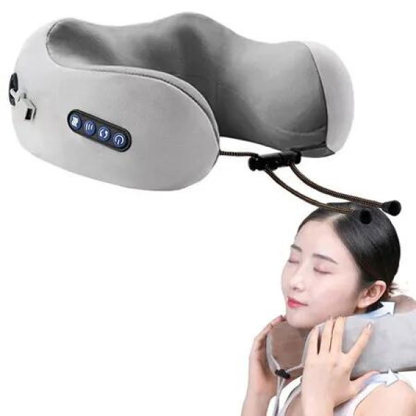 Rechargeable Neck Massager U shaped Pillow Multifunctional Portable Shoulder Cervical Massager Outdoor Home Car Relaxing Massage Color Grey