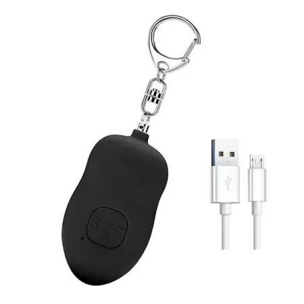 Rechargeable Safe Sound Personal Alarm,140dB Self Defense Keychain with LED Light, Women Personal Alarm SOS Safety Alert Device Key Chain to Carry (Black)