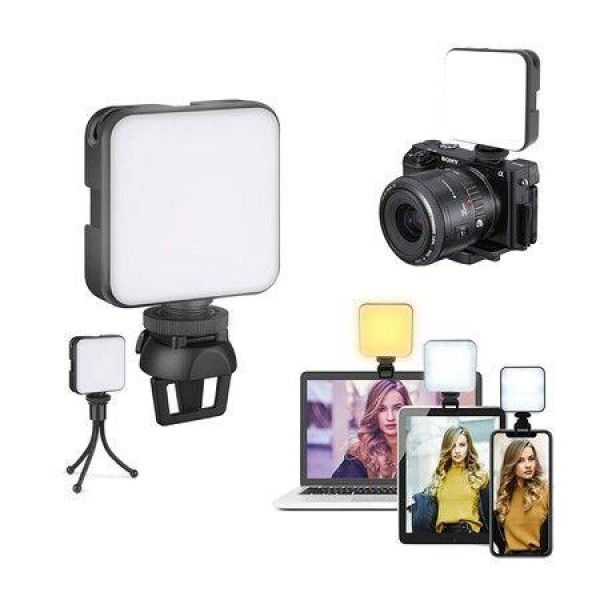 Rechargeable Selfie Fill Light Clip-on LED Video Light With Tripod. 3 Light Modes. Soft Lighting For Phone Laptop Tablet & IPad. Selfie/Video Conference/Photography/Live Stream/Makeup.