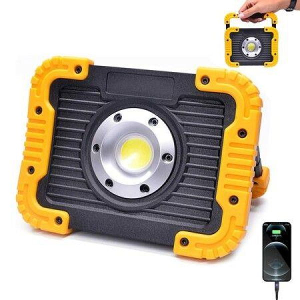 Rechargeable Work Light 30W LED Portable Flood Light 180° Adjustable Stand For Job Site Lighting Outdoor Camping Car Repairing (1 Pack)