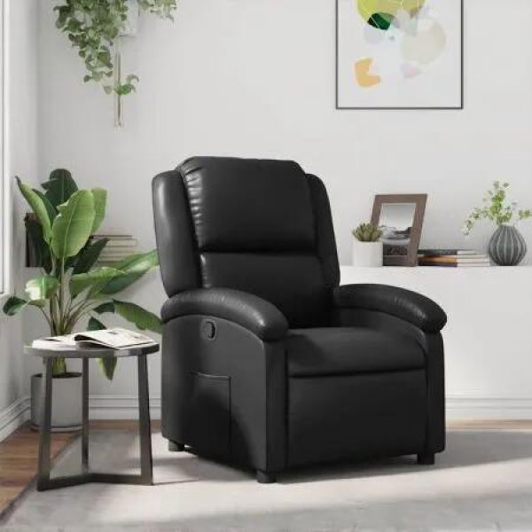 Recliner Chair Black Faux Leather