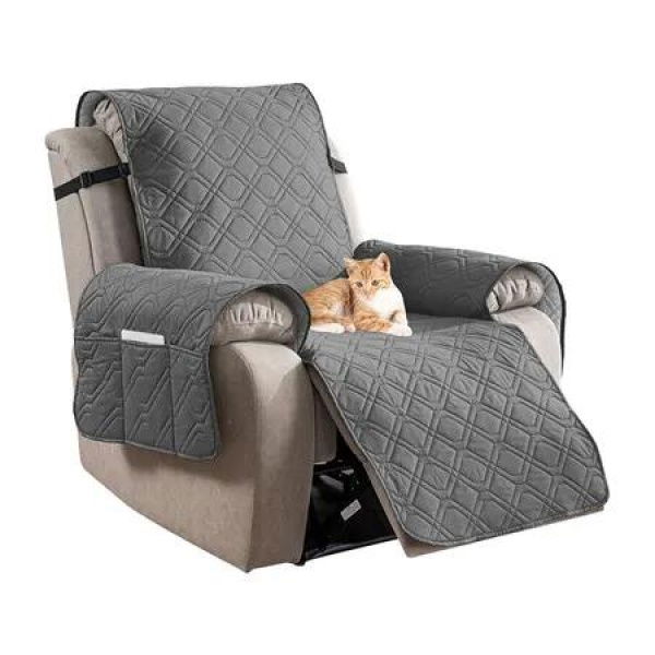 Recliner Chair Covers, 100% Waterproof Recliner Slipcovers, Non Slip Covers for Chair, Reclining Chair or Furniture Protector for Kids Pets, Dark Gray