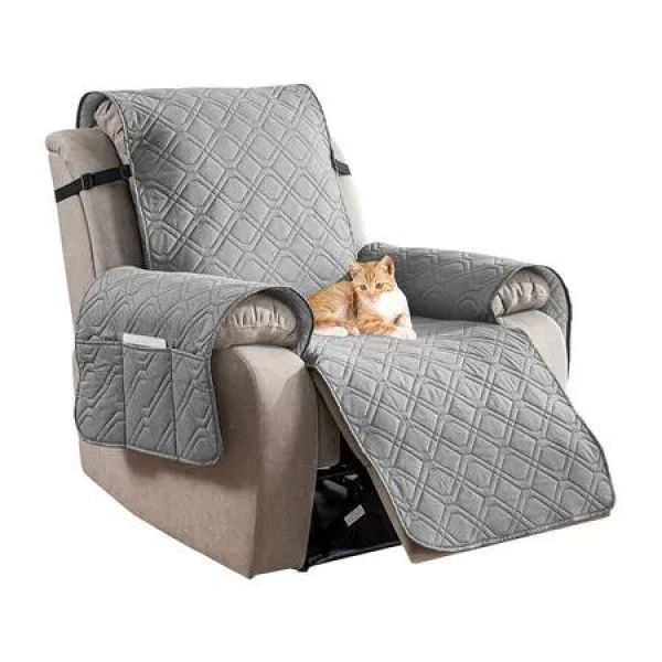 Recliner Chair Covers, 100% Waterproof Recliner Slipcovers, Non Slip Covers for Chair, Reclining Chair or Furniture Protector for Kids Pets, Gray