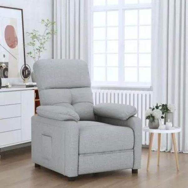 Recliner Chair Light Grey Fabric