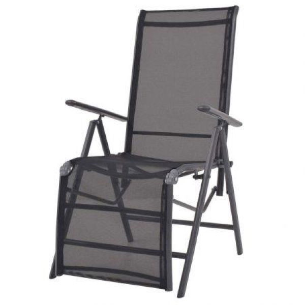 Reclining Deck Chair Aluminium And Textilene Black