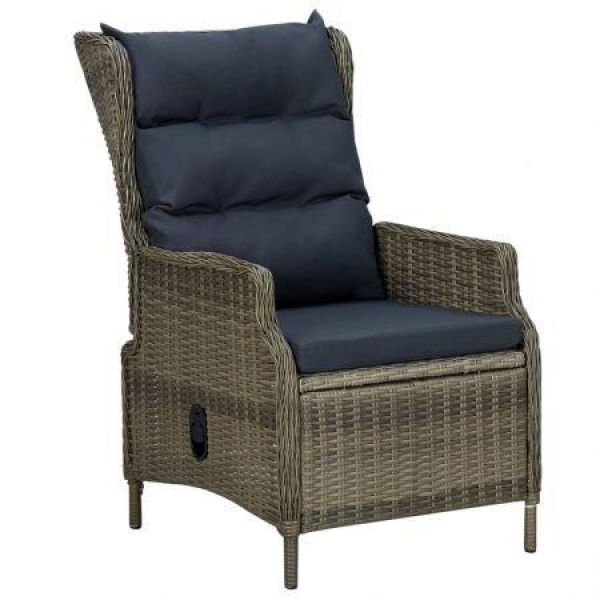 Reclining Garden Chair With Cushions Poly Rattan Brown