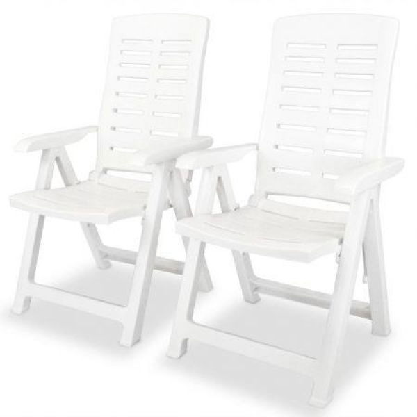 Reclining Garden Chairs 2 Pcs Plastic White