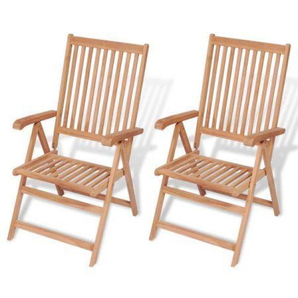 Reclining Garden Chairs 2 Pcs Solid Teak Wood