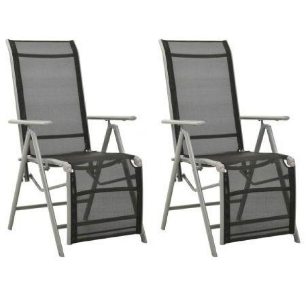 Reclining Garden Chairs 2 Pcs Textilene And Aluminium Silver