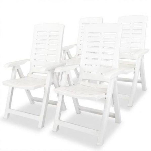 Reclining Garden Chairs 4 Pcs Plastic White