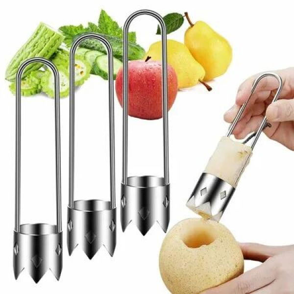 Red Bell Pepper Seed Corer Reusable Washable Stainless Steel Fruite Cutter Pepper Seed Remover Tool for Vegetables Fruit Corer Kitchen Gadget(3Pcs)