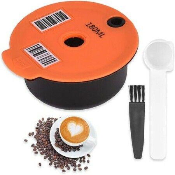 Refillable Coffee Capsules Pods Reusable Coffee Filter Machine With Coffee Spoon Brush (180ML)