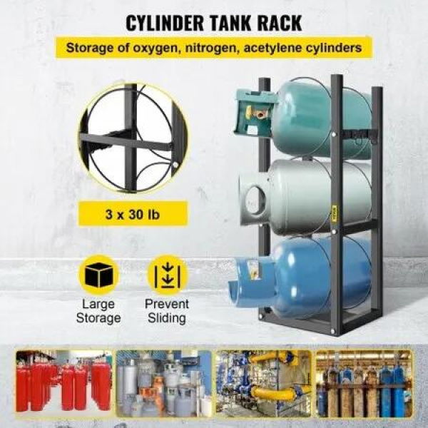 Refrigerant Tank Rack Cylinder Tank Rack w/ 3*30lb for Gas Oxygen Nitrogen