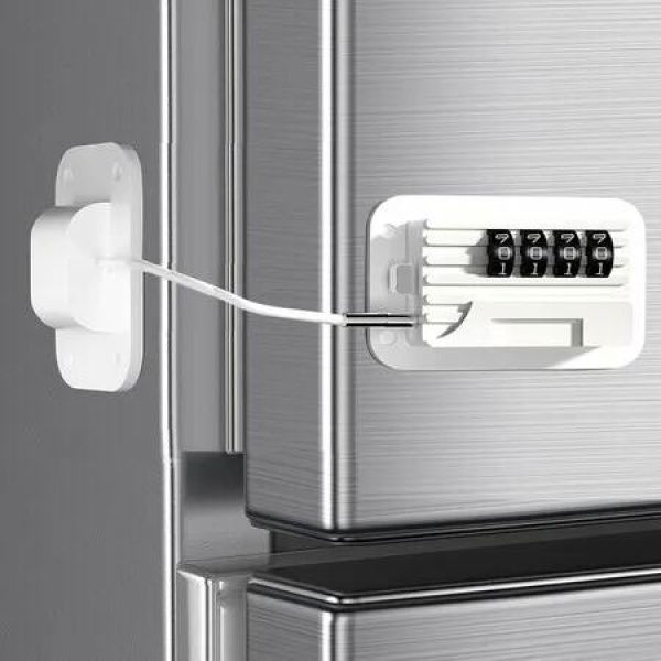 Refrigerator Door Lock with Password, Child Proof Door Lock for Kitchen Refrigerator, Cabinets and Drawers, Closets, Windows (White)