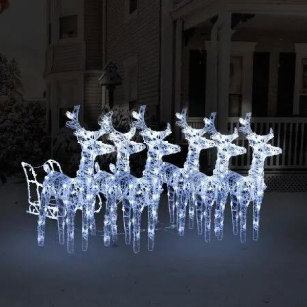 Reindeers & Sleigh Christmas Decoration 320 LEDs Acrylic