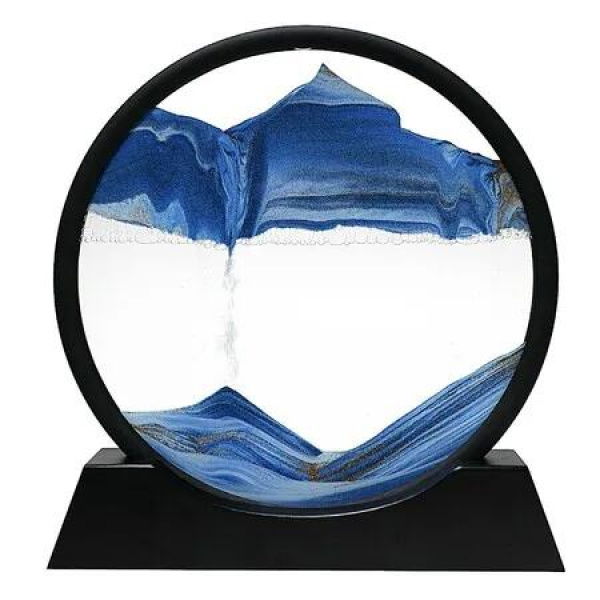 Relaxing 3D Dynamic Liquid Motion Sandscape for Home and Office Decor (Blue, 18cm)