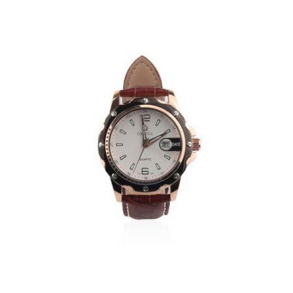 Relogio Masculino New leather Wristwatch Man Watch - Brown + White