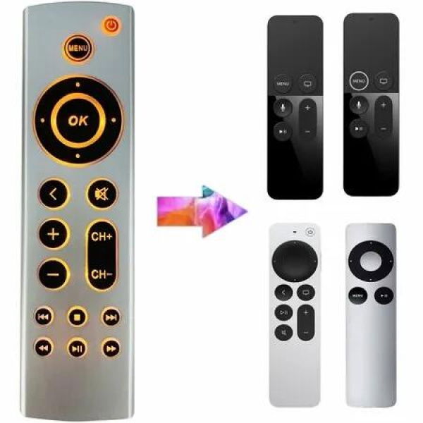 Remote Backlit Universal Replacement Apple TV 4K Gen 1 2 3 4 HD A2843 A2737 A2169 A1842 A1625 A1427 A1469 A1378 A1218 No Voice Smart