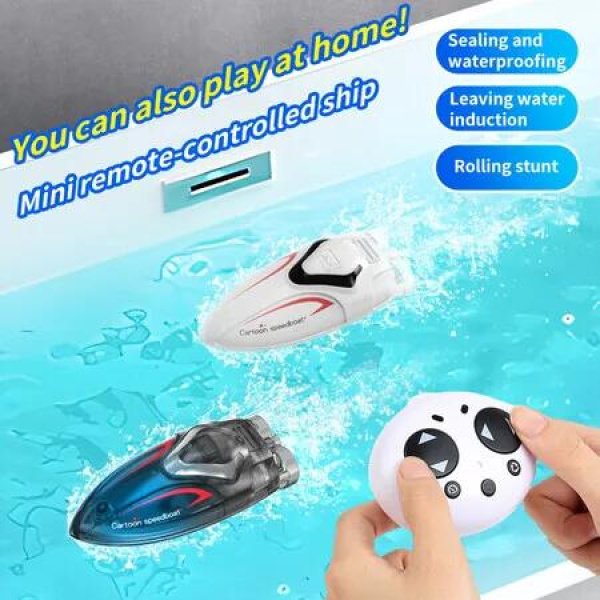 Remote Control Boat for Kids, 2 Pack Remote Control Boats, Night Glowing Toy, Waterproof, with Rechargeable Battery, Boat for Pools, Lakes, Games, Gifts for Kids
