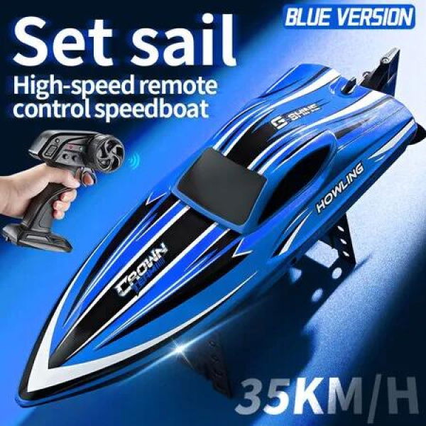 Remote Control Boat for Pools and Lakes, Underwater RC Speed Boat, Mini RC Boats for Kids (Blue)