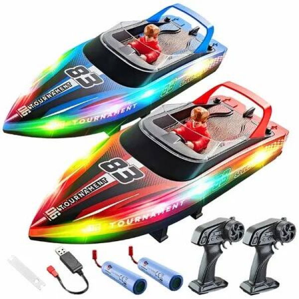 Remote Control Boat,2 Packs 10 inch Fast Speed RC Boat 15 KPH for Pools & Salt Water,Summer Toys Ideal Gifts for Kids Boys Age 3+