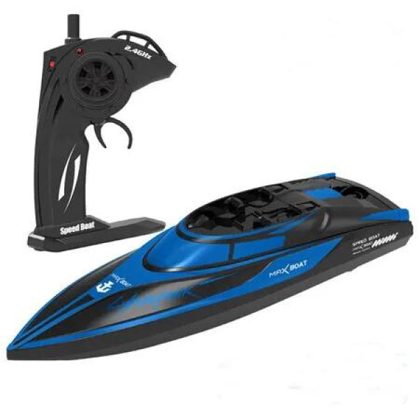 Remote Control Boats Night Glowing Toy Waterproof with Rechargable Battery Boat for Pools Lakes Play Gifts Boys Girls (Blue)