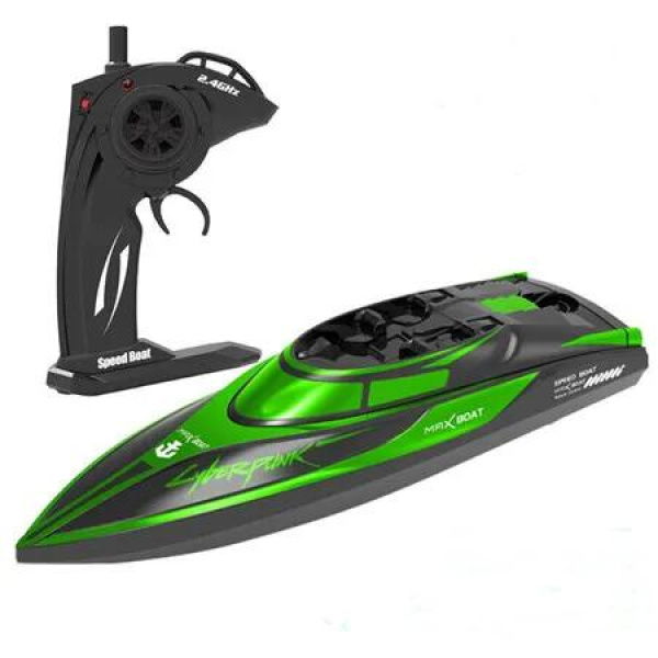 Remote Control Boats Night Glowing Toy Waterproof with Rechargable Battery Boat for Pools Lakes Play Gifts Boys Girls (Green)