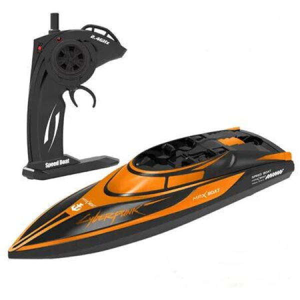 Remote Control Boats Night Glowing Toy Waterproof with Rechargable Battery Boat for Pools Lakes Play Gifts Boys Girls (Orange)