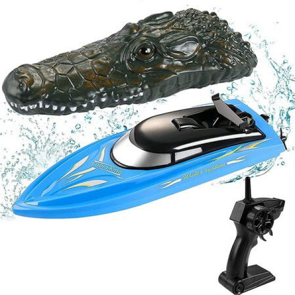 Remote Control Boats With Crocodile Top For Pools And Lakes. 10km/h High-speed Mini Boat Toys For Kids Adults Boys And Girls.