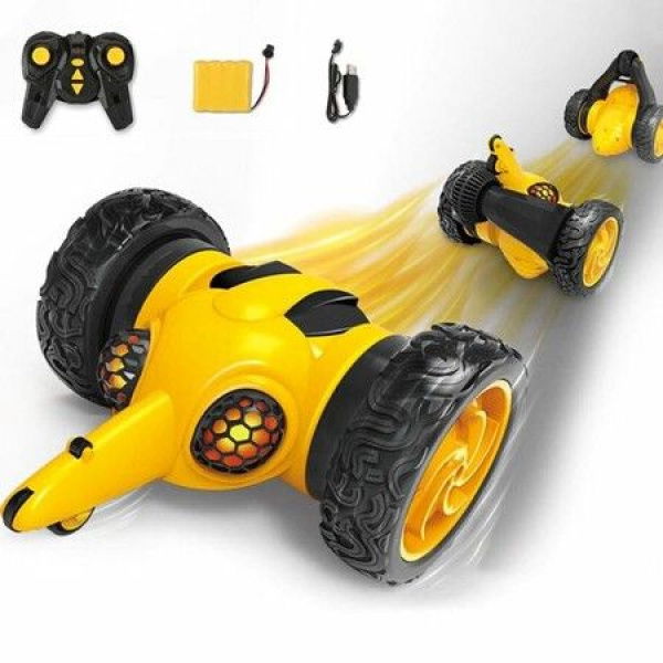 Remote Control Bumblebee Race Cars Truck LED Light 4WD 360 Degree Spins Stunt