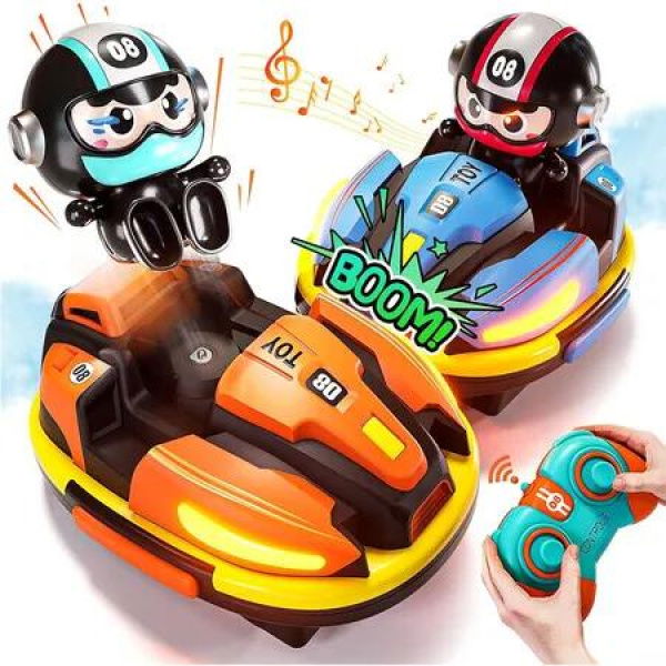 Remote Control Bumper Cars Set for 2 Players,2.4 GHz Remote Control Battle Race Cars with Light and Spray,Christmas Birthday Gift for Boys Girls