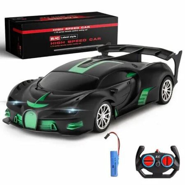 Remote Control Car 1/18 Rechargeable High Speed RC Cars Toys for Boys Girls Vehicle Racing Hobby with Headlight Xmas Birthday Gifts for Kids (Green)
