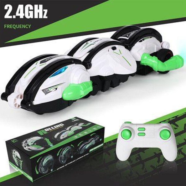 Remote Control Car 2.4GHz Remote Control Rolling Stun Car with Lights Forward Backward 360 degree Roll Deformable Toy for Teens Boys
